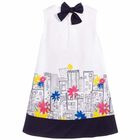 Girls White Cotton Dress, 1, hi-res