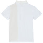 Boys White & Beige Logo Geo Map Polo Shirt, 1, hi-res