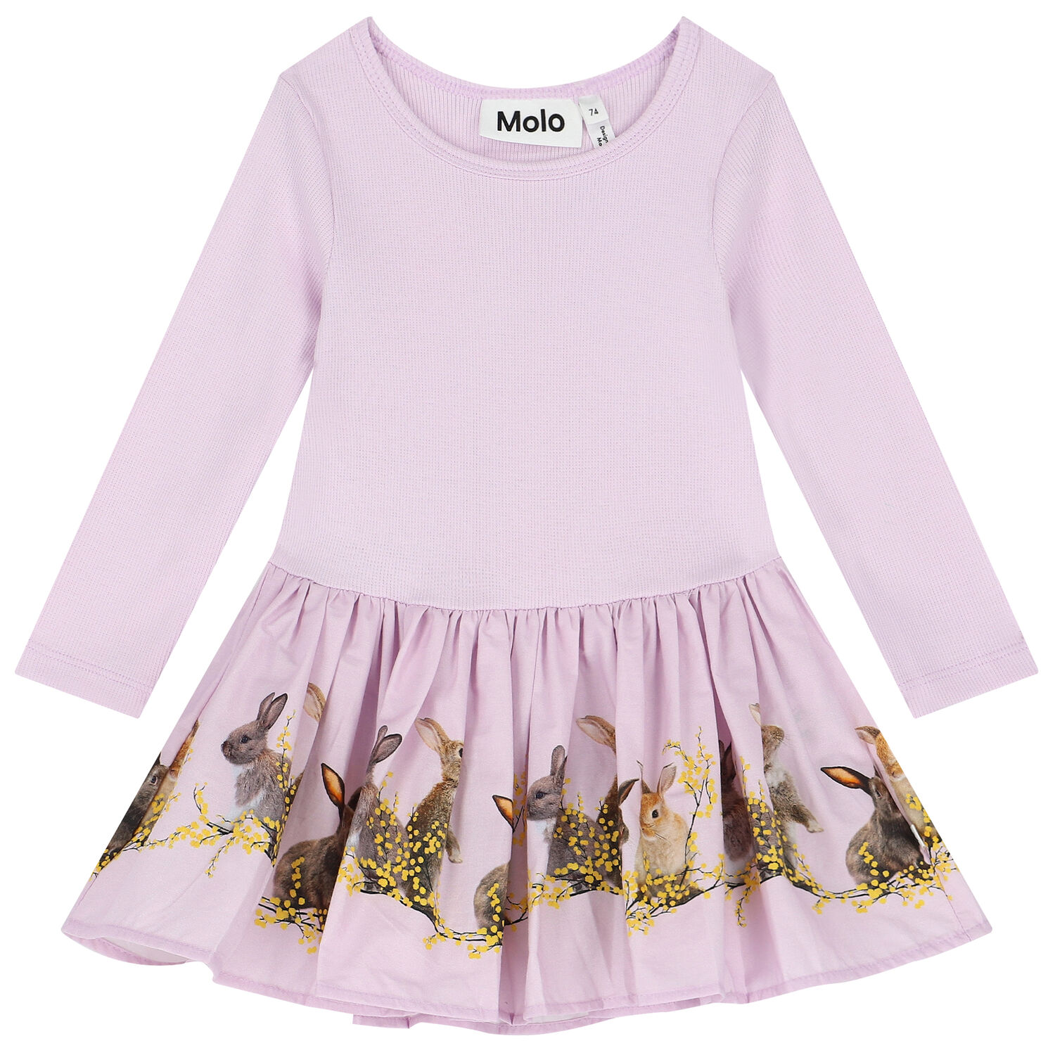 Younger Girls Purple Rabbit Dress, 1, hi-res