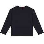 Boys Navy Logo Cotton T-Shirt, 1, hi-res