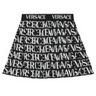 Girls Black Logo Pleated Skirt, 1, hi-res