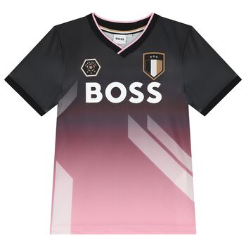 Boys Black & Pink Logo T-Shirt