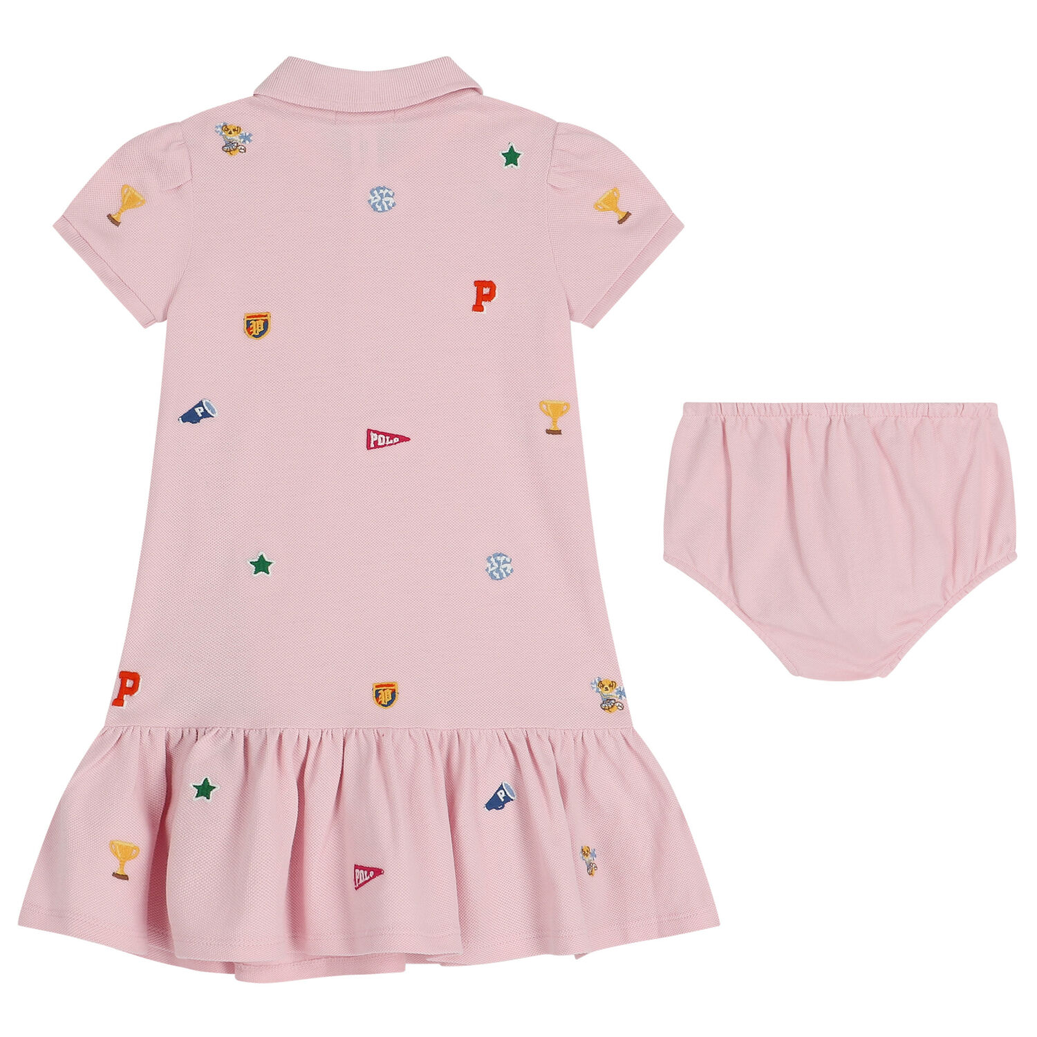 Baby Girls Pink Polo Dress Set, 1, hi-res