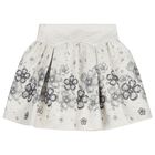 Girls White & Ivory Embellished Floral Skirt Set, 1, hi-res