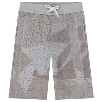 Boys Grey & Beige Logo Shorts