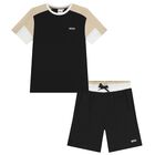 Boys Black Logo Shorts Set, 2, hi-res
