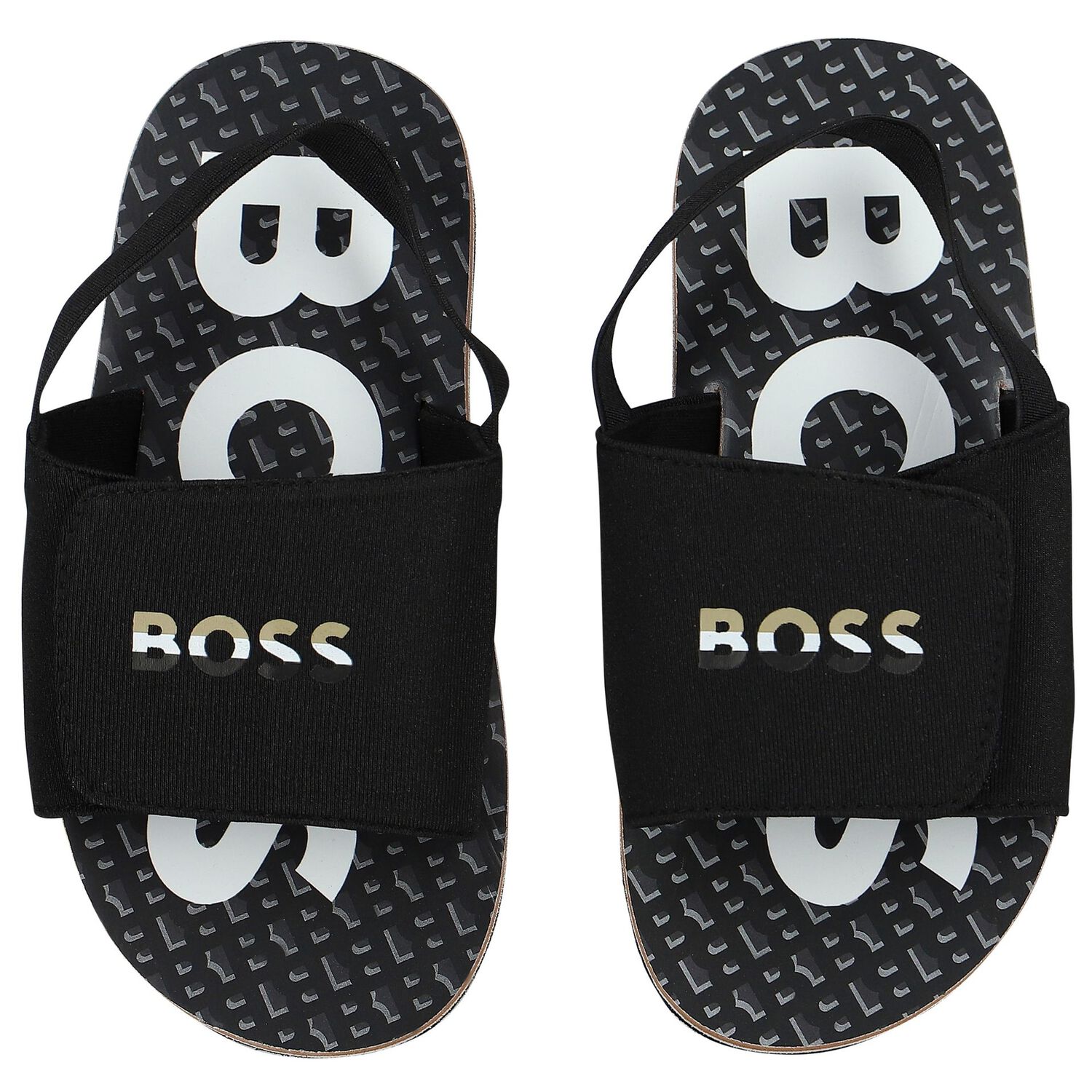 Boys Black Velcro Sandals, 1, hi-res