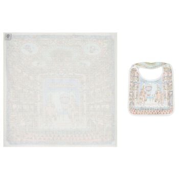 Ivory & Blue Ballet de Paris Baby Carr&eacute; Swaddle & Bib Gift Set