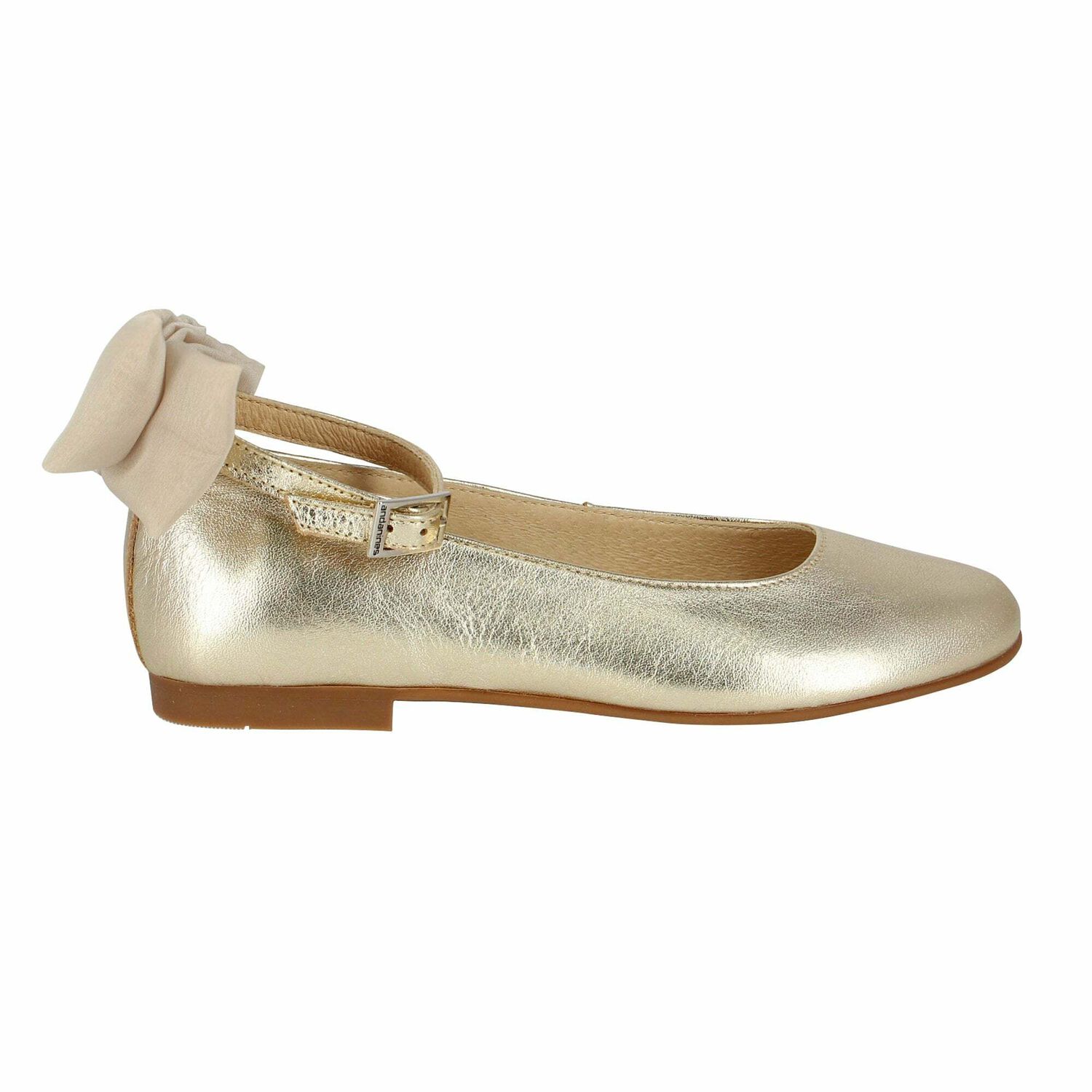 Girls Gold Ballerina Bow Shoes , 1, hi-res image number null