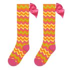 Girls Pink, Orange & Yellow Striped Socks, 1, hi-res