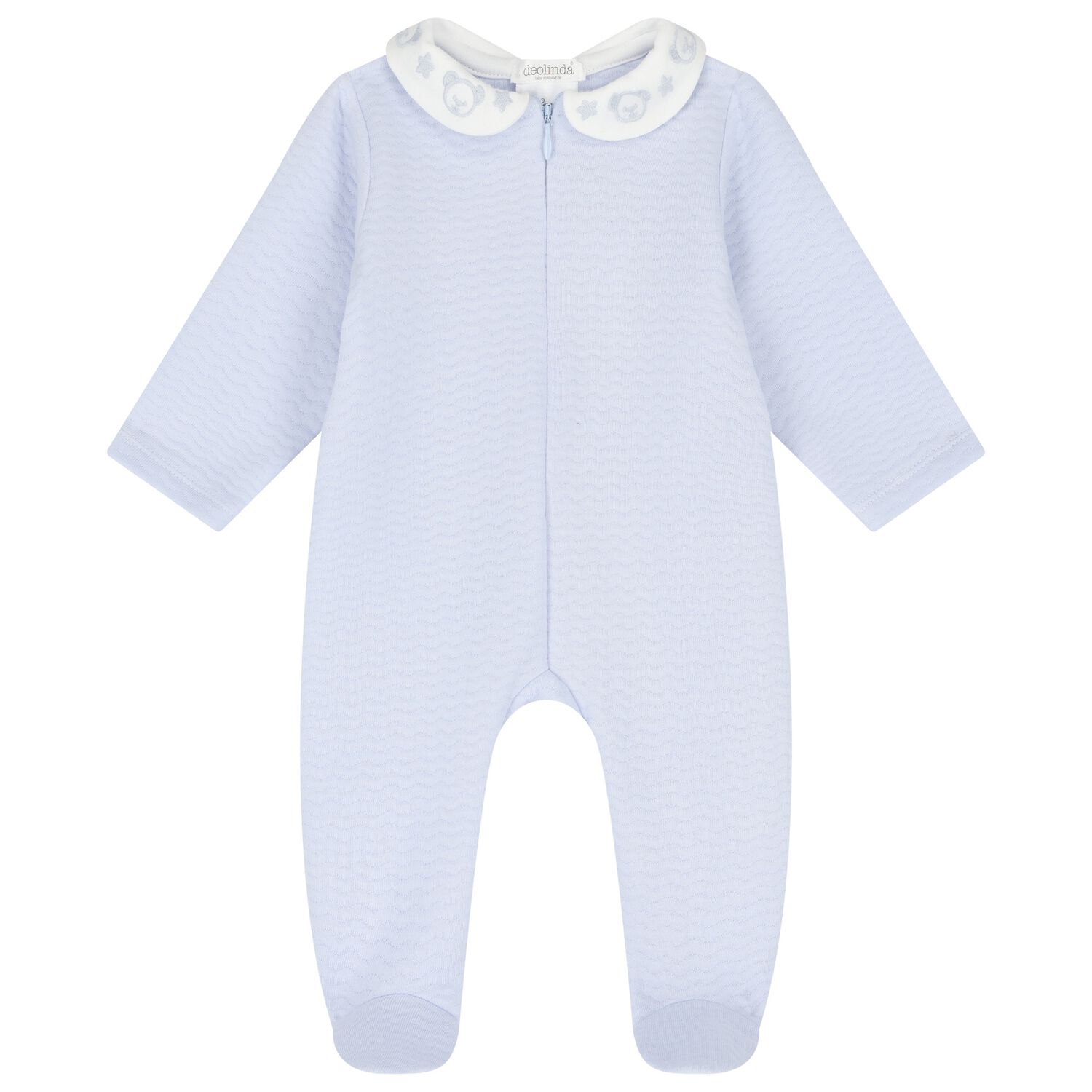 Baby Boys Blue Embroidered Babygrow, 1, hi-res