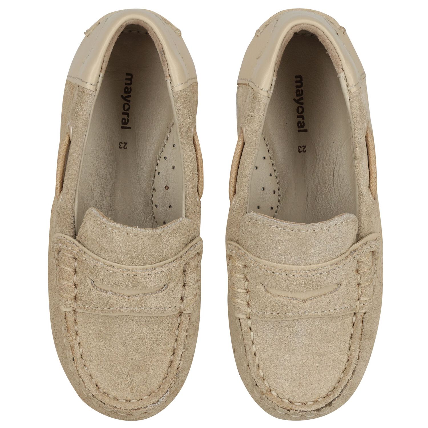 Younger Boys Beige Suede Leather Moccasins, 1, hi-res