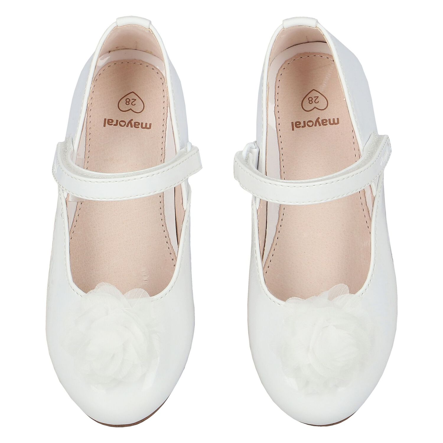 Girls White Flower Shoes, 1, hi-res