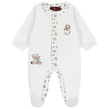 White & Beige Teddy Bear Babygrow