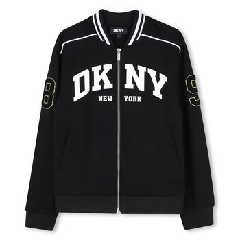 Boys Black Logo Zip Up Top