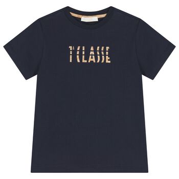 Boys Navy Blue Logo T-Shirt