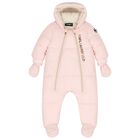 Baby Girls Pink Logo Snowsuit, 1, hi-res
