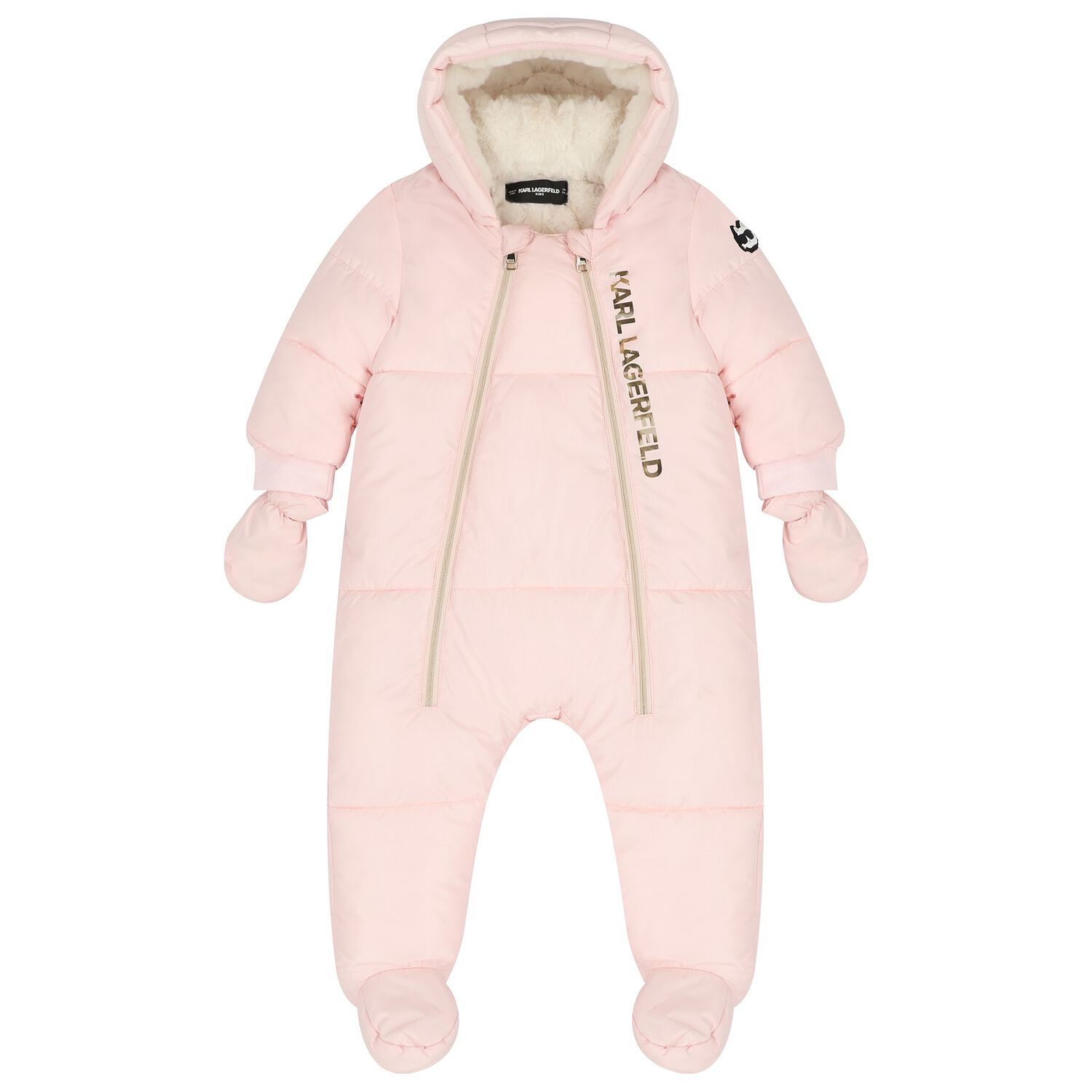 Baby Girls Pink Logo Snowsuit, 1, hi-res