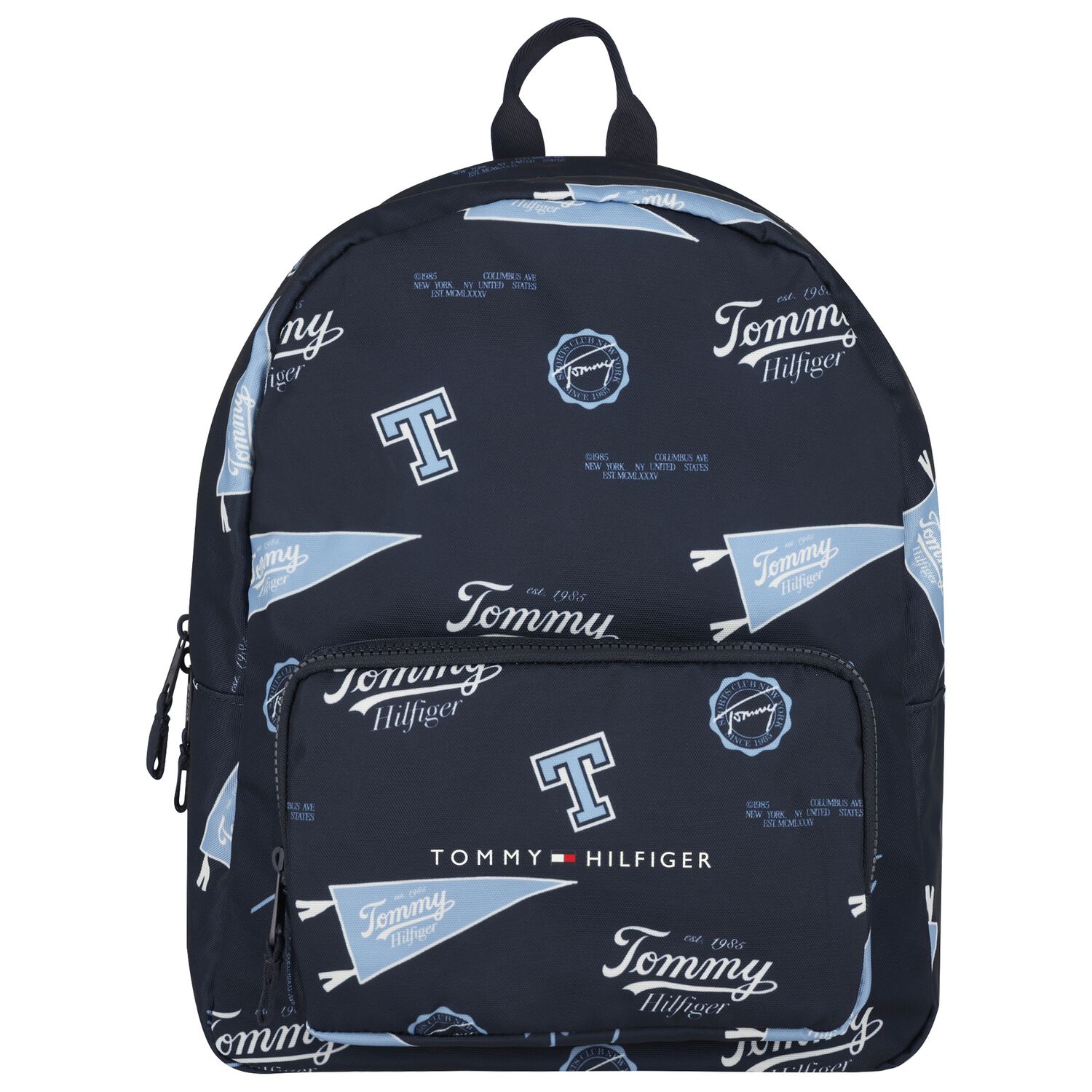 Boys Navy Blue Logo Backpack, 1, hi-res