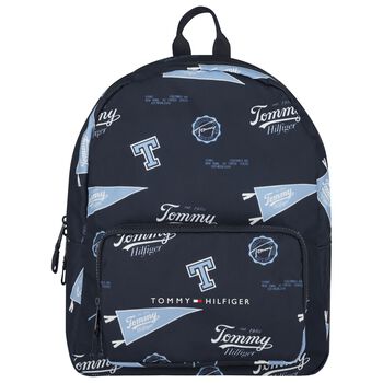 Boys Navy Blue Logo Backpack