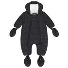 Baby Boys Black Logo Snowsuit, 1, hi-res