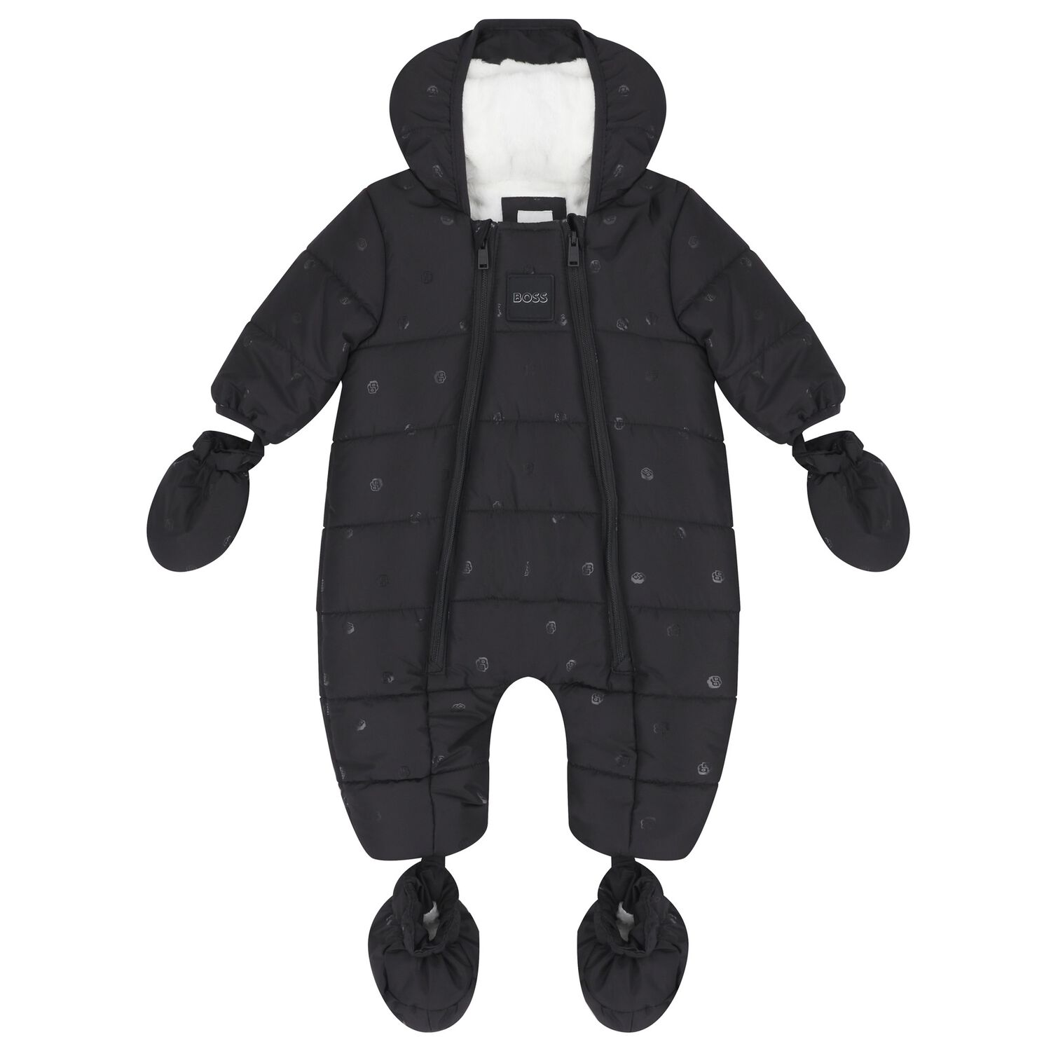 Baby Boys Black Logo Snowsuit, 1, hi-res image number null