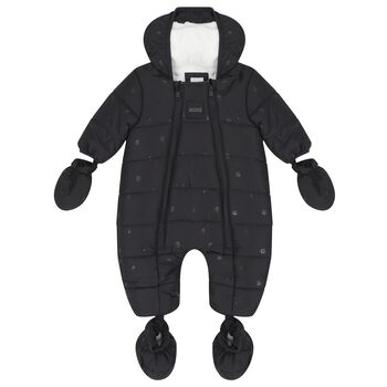 Baby Boys Black Logo Snowsuit