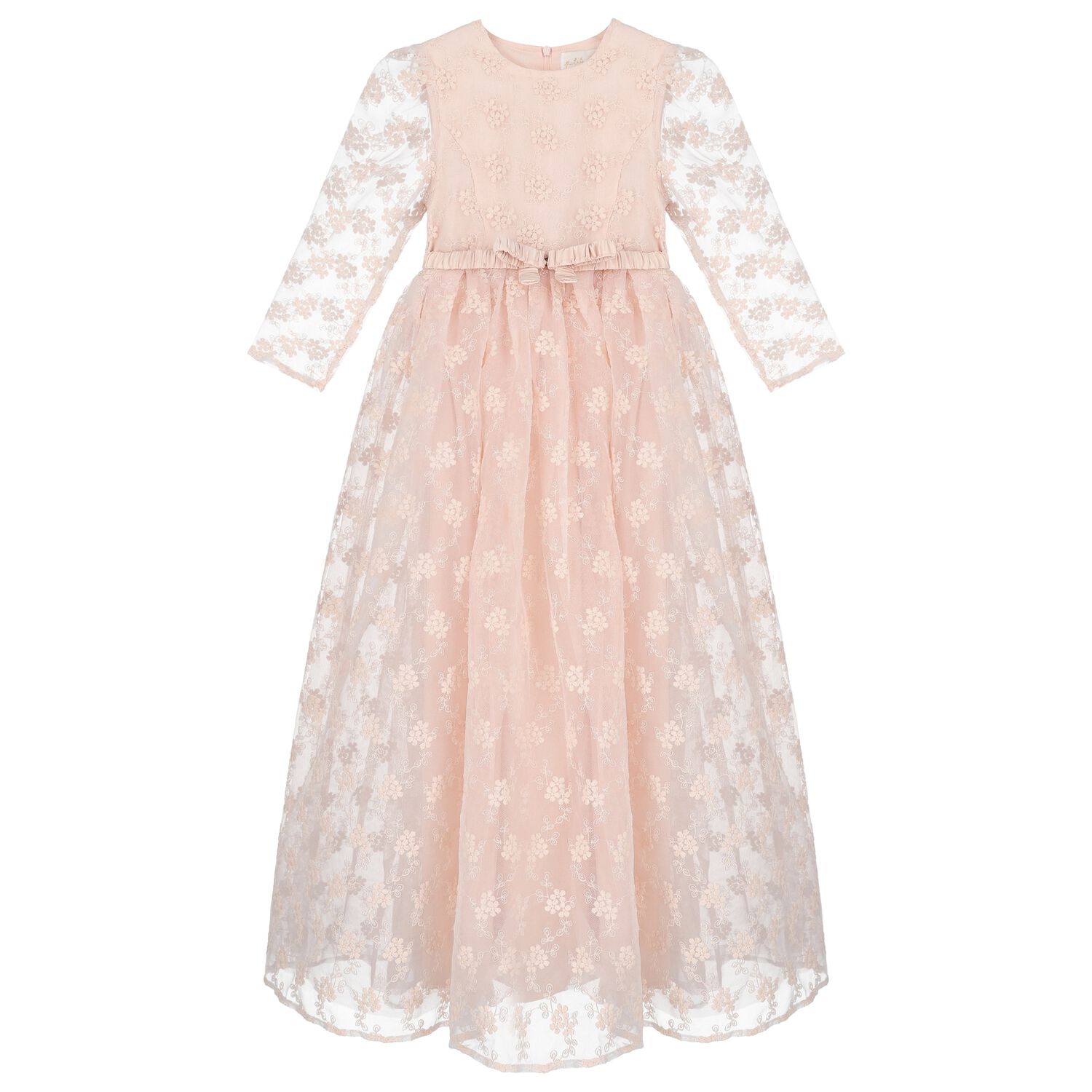 Girls Pink Flower Organza Dress, 1, hi-res