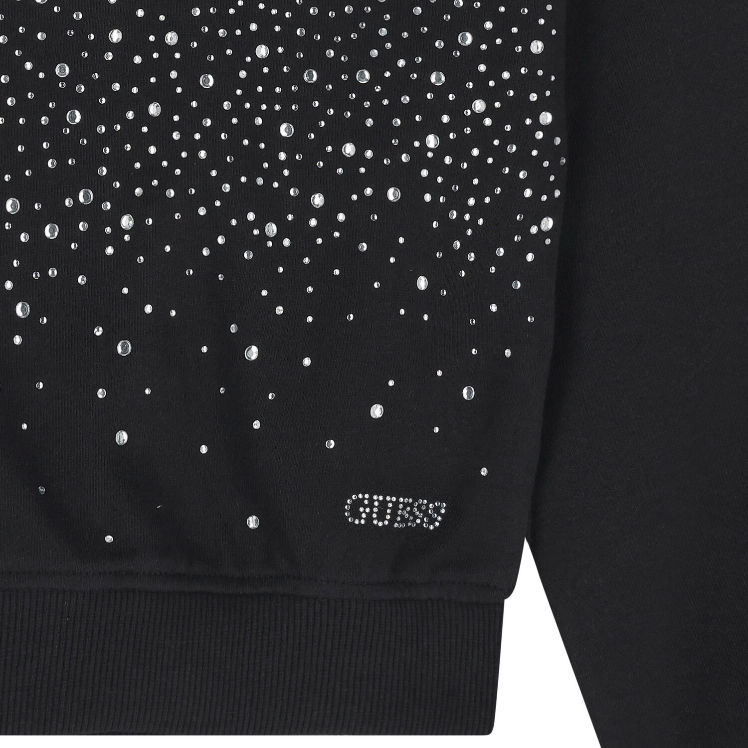 Girls Black Logo Rhinestone Sweatshirt, 1, hi-res