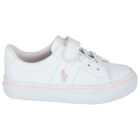 Girls White Logo Trainers, 1, hi-res