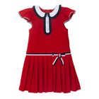 Girls Red Pleated Dress, 3, hi-res