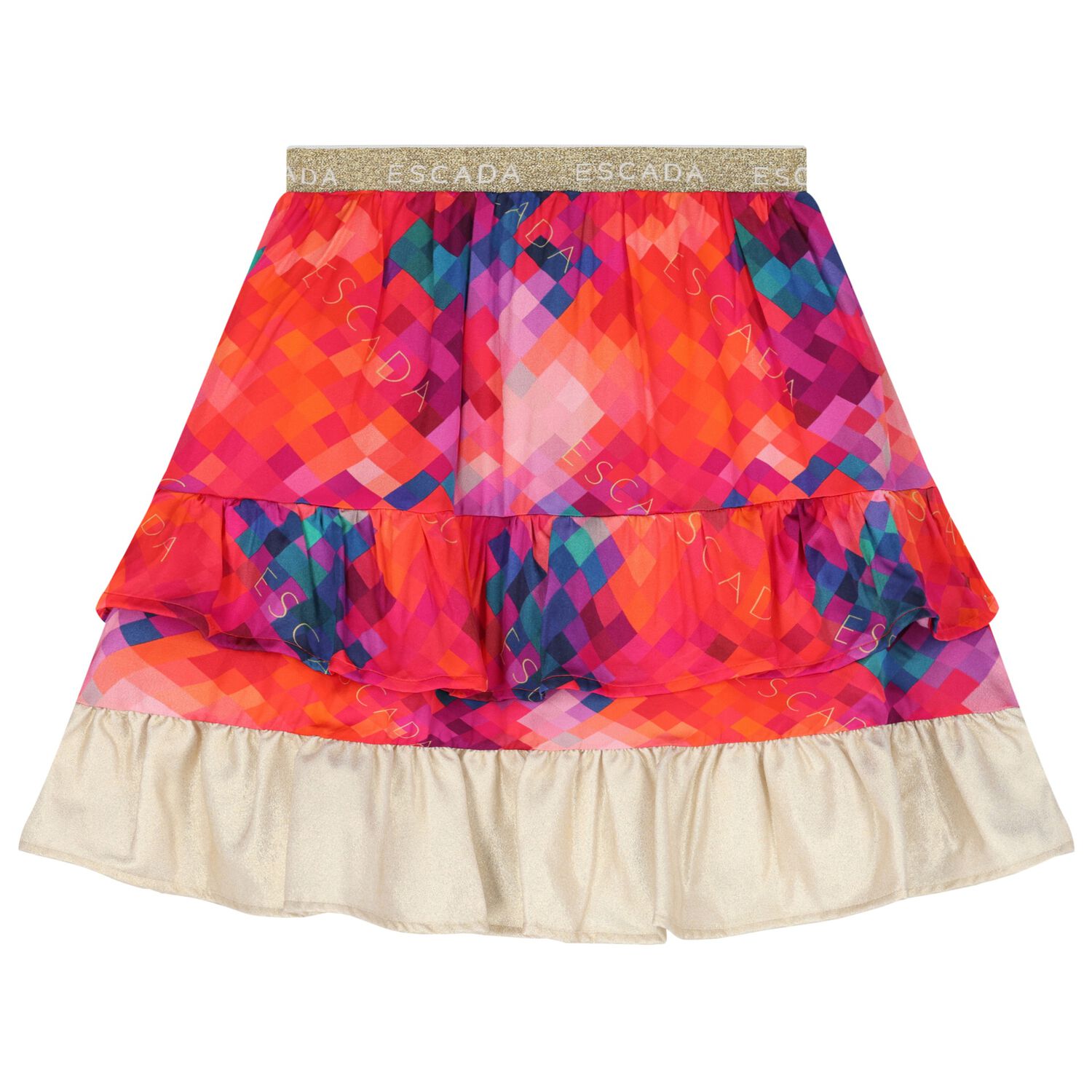 Girls Multi-Colored Logo Layered Skirt, 1, hi-res