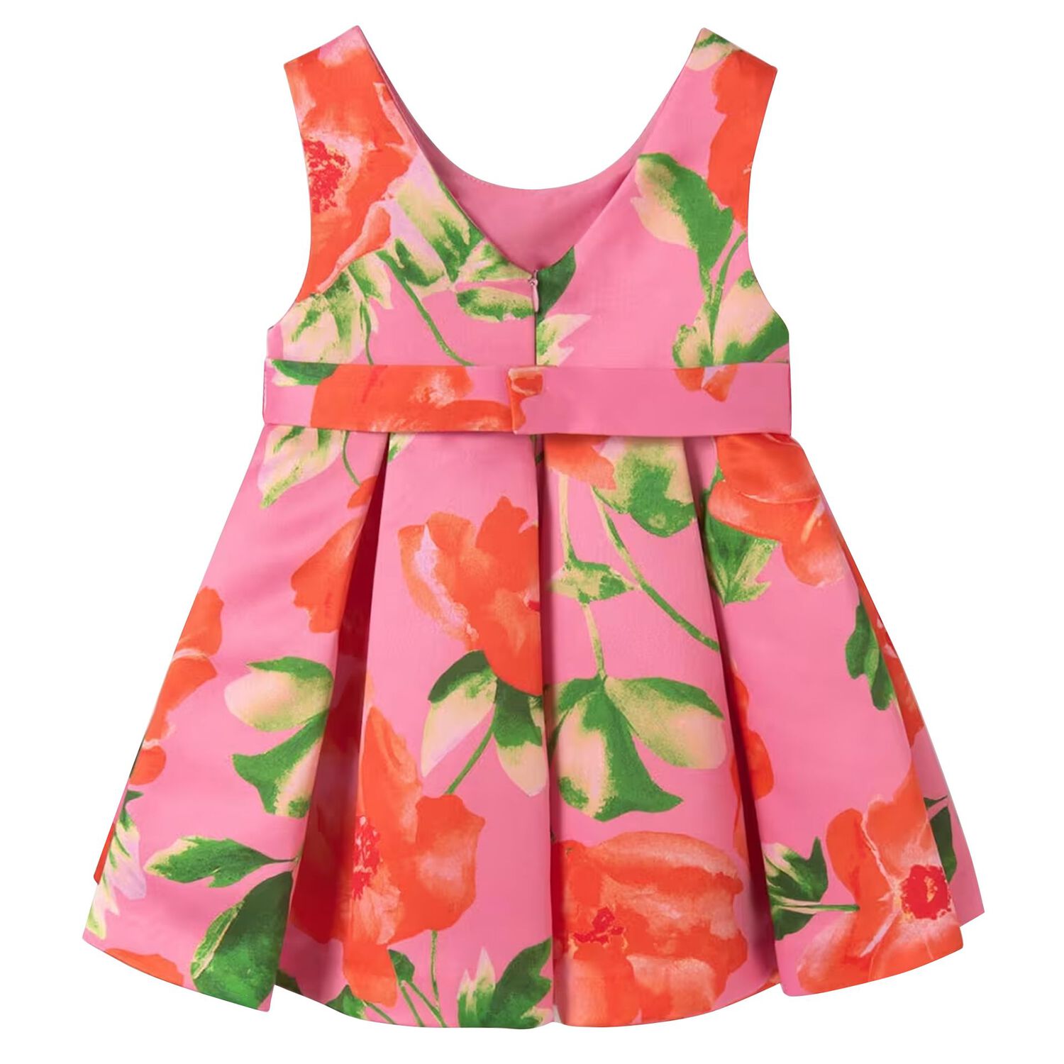 Younger Girls Pink Floral Dress, 1, hi-res