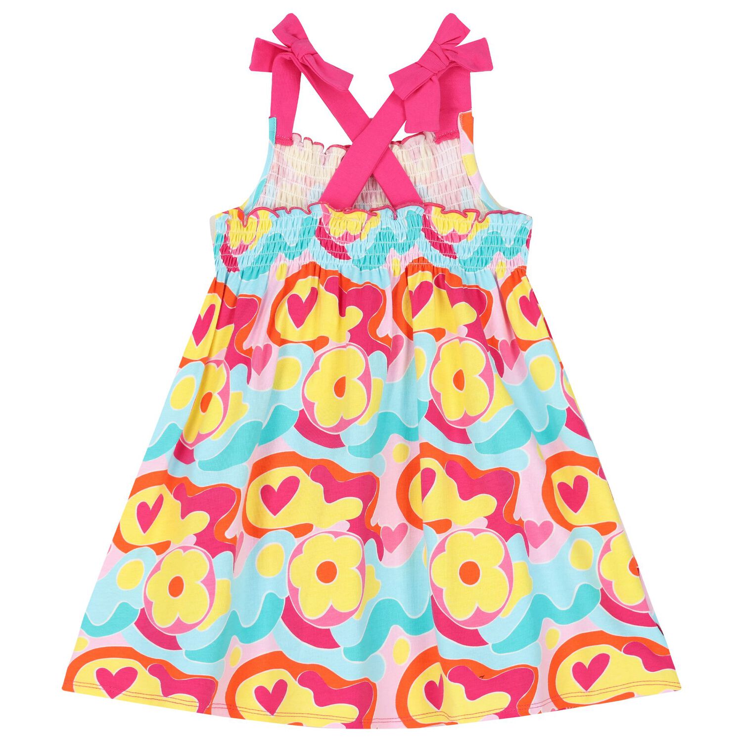 Girls Pink & Yellow Floral Dress, 1, hi-res