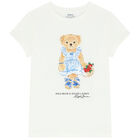 Girls White Polo Bear T-Shirt, 1, hi-res