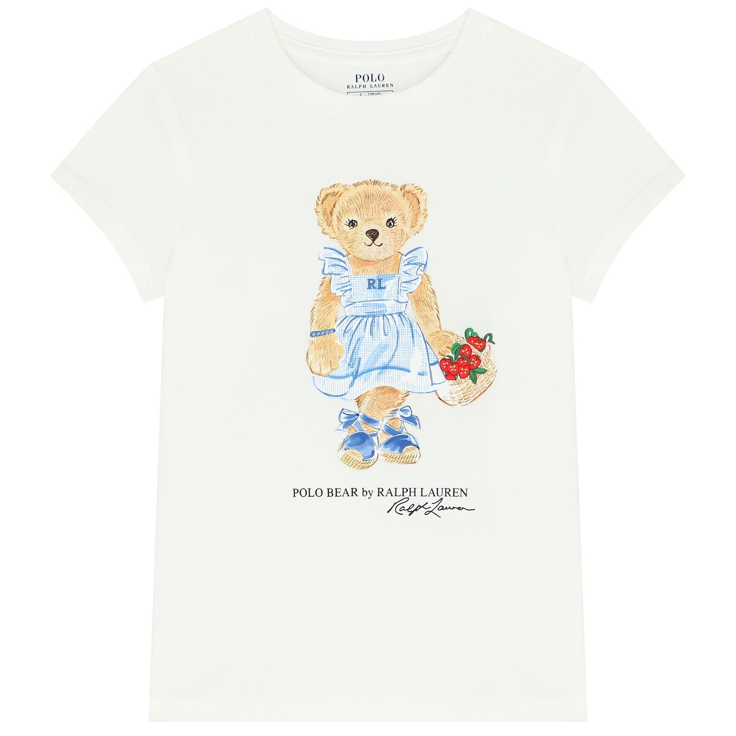 Girls White Polo Bear T-Shirt, 1, hi-res