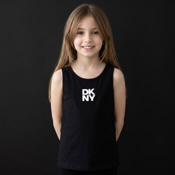 Girls Black Logo Mesh tWVest Top
