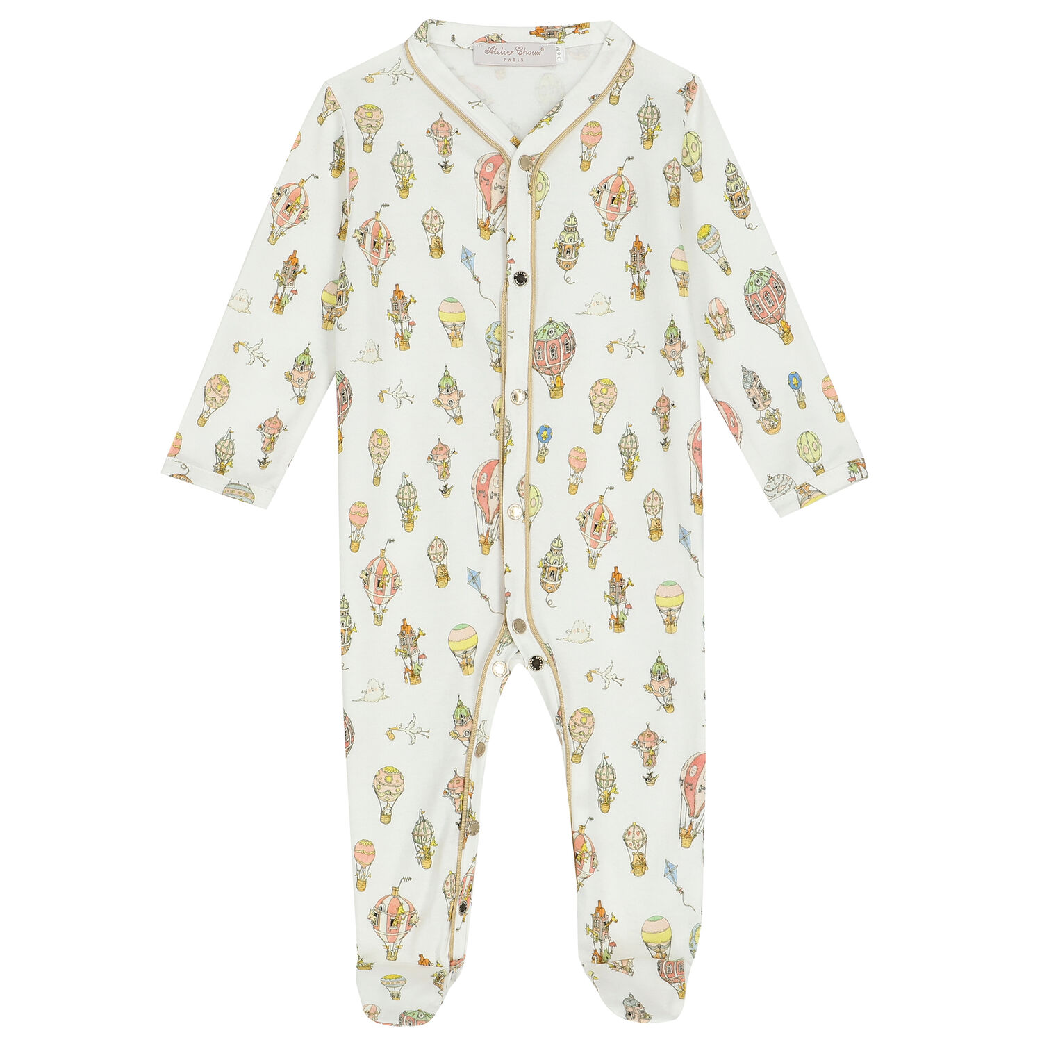 White Hot Air Balloons Babygrow Gift Set, 1, hi-res