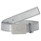 Girls Silver Leather Belt, 1, hi-res