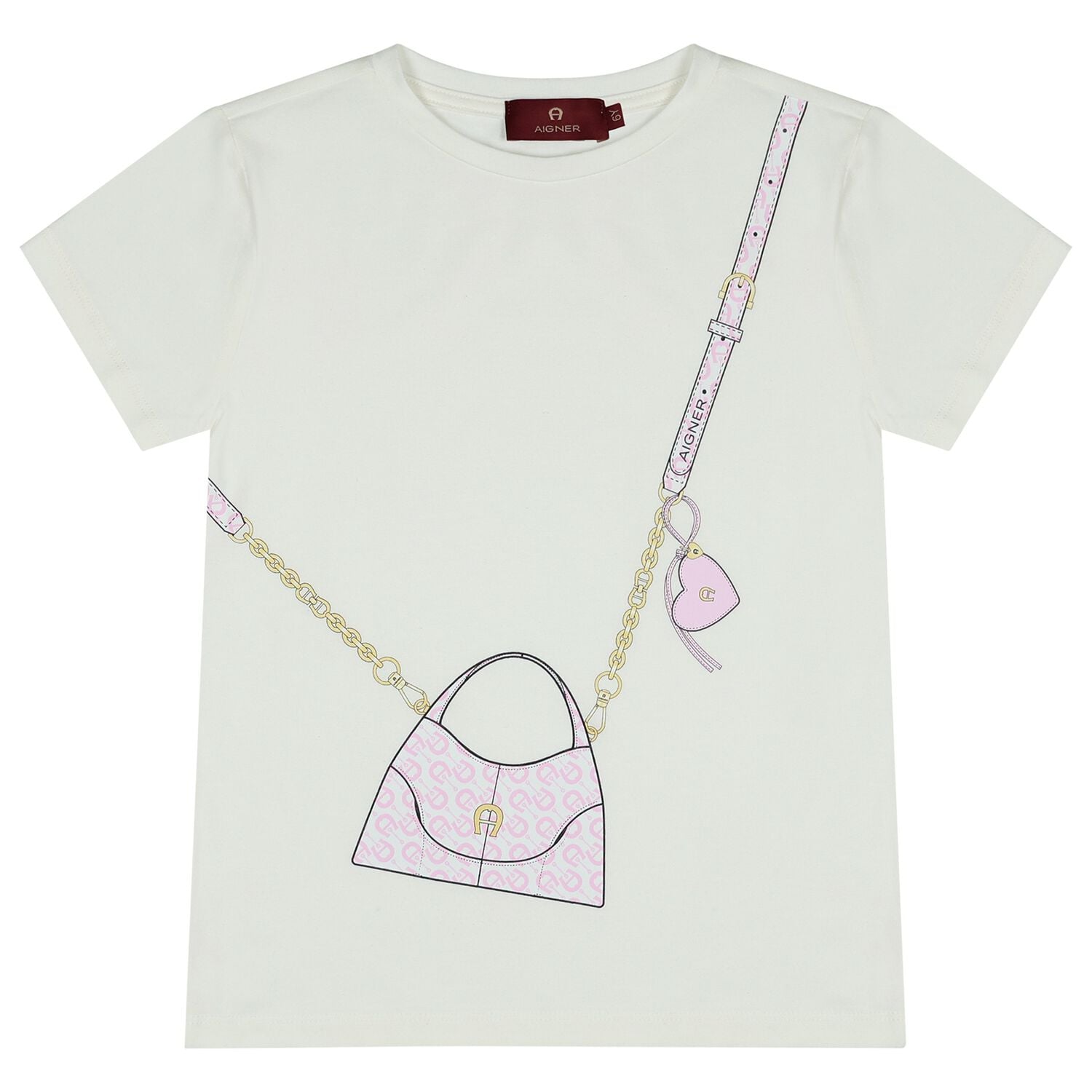 Girls Ivory Bag Logo T-Shirt, 1, hi-res
