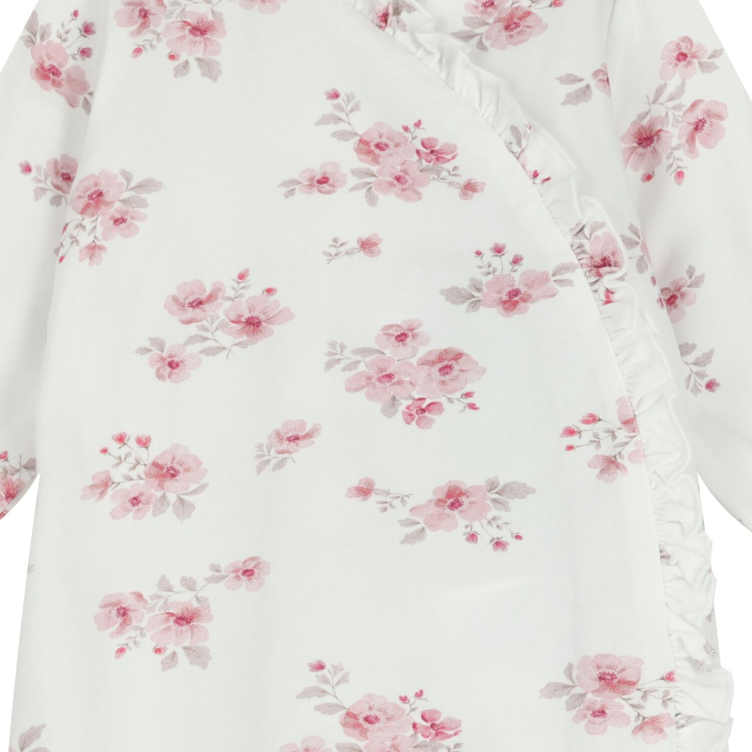 Baby Girls White & Pink Floral Babygrow, 1, hi-res