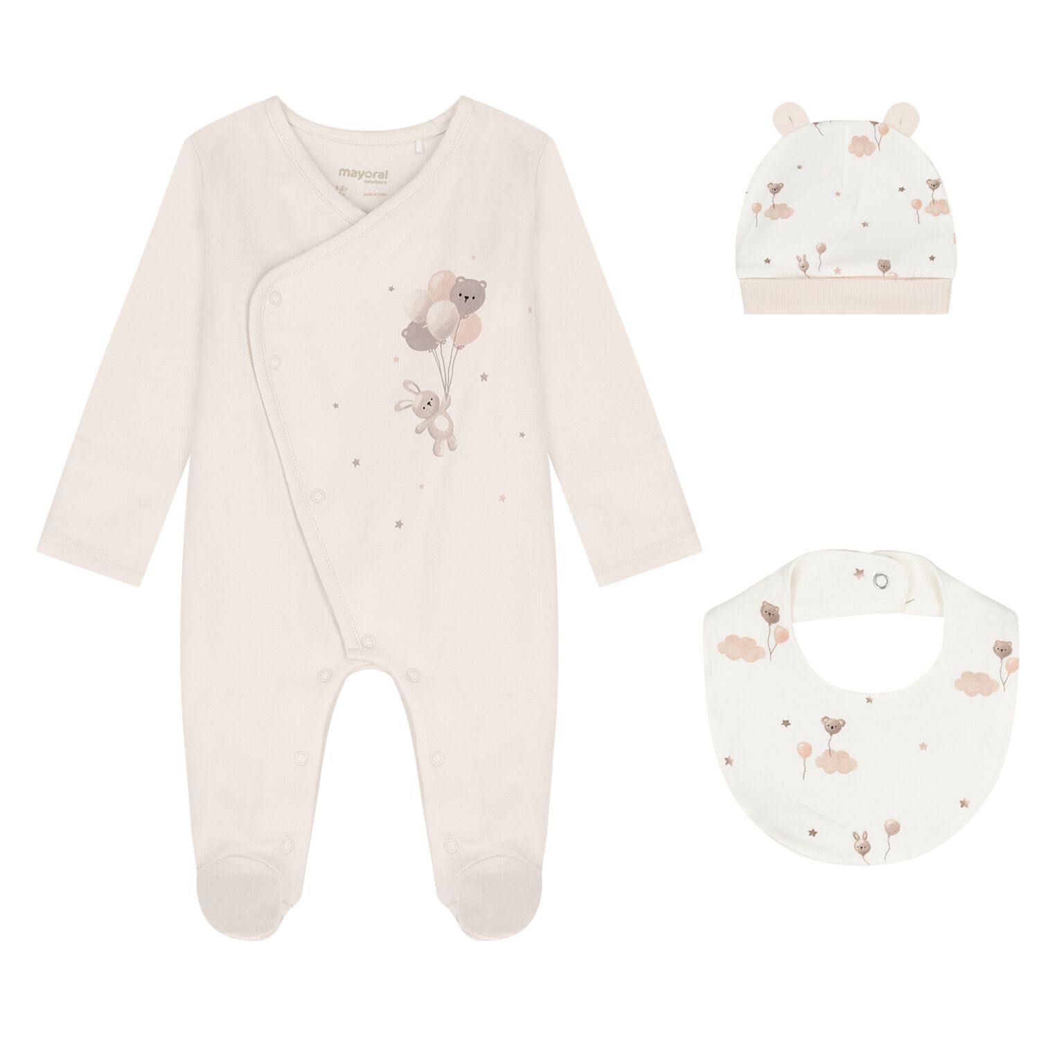 Baby Girls Ivory & Beige Babygrow Gift Set, 1, hi-res
