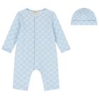 Baby Boys Blue GG Logo Romper Gift Set, 1, hi-res