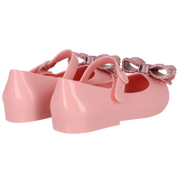 Younger Girls Pink Bow Jelly Shoes