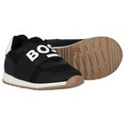 Boys Black Logo Trainers, 1, hi-res