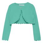 Girls Green Knitted Cardigan, 1, hi-res