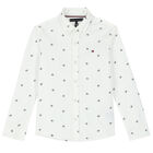 Boys White Logo Shirt, 1, hi-res