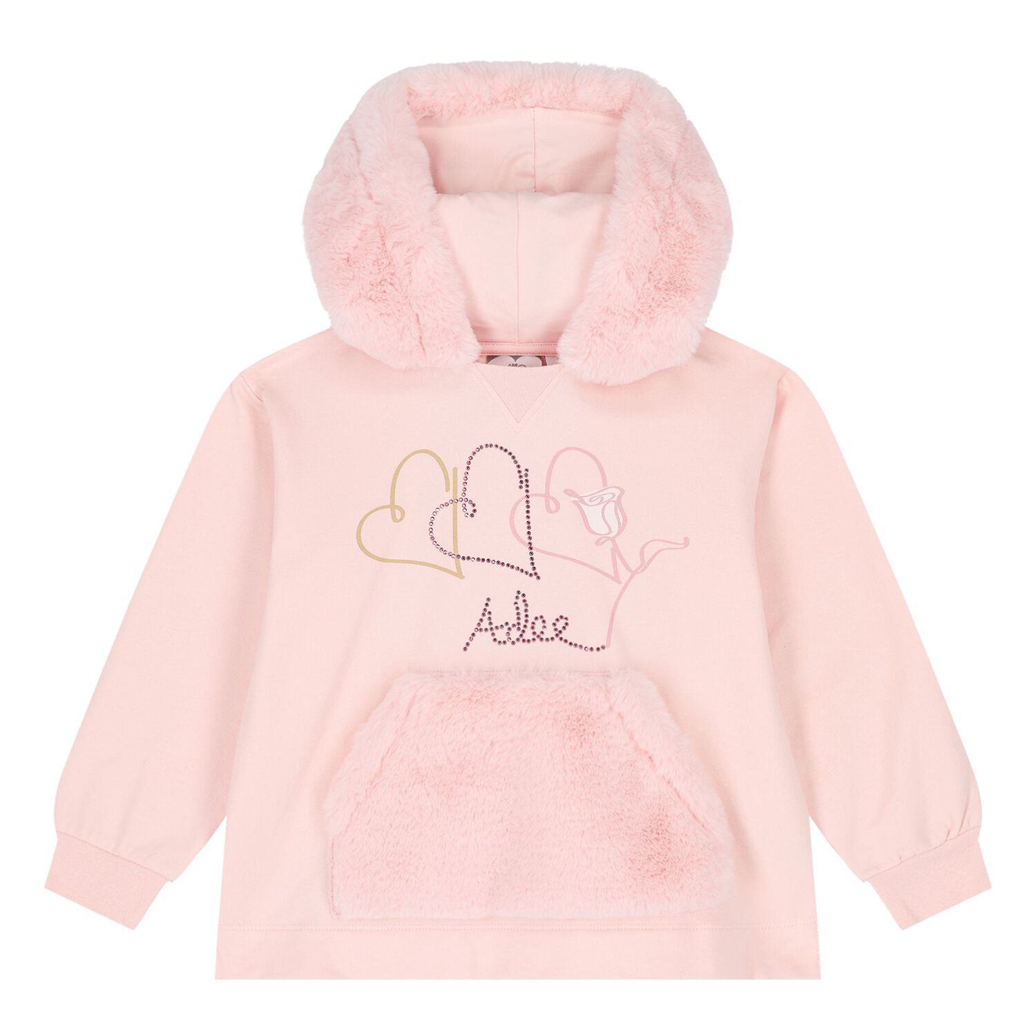 Girls Pink Logo Faux fur Leggings Set, 1, hi-res image number null