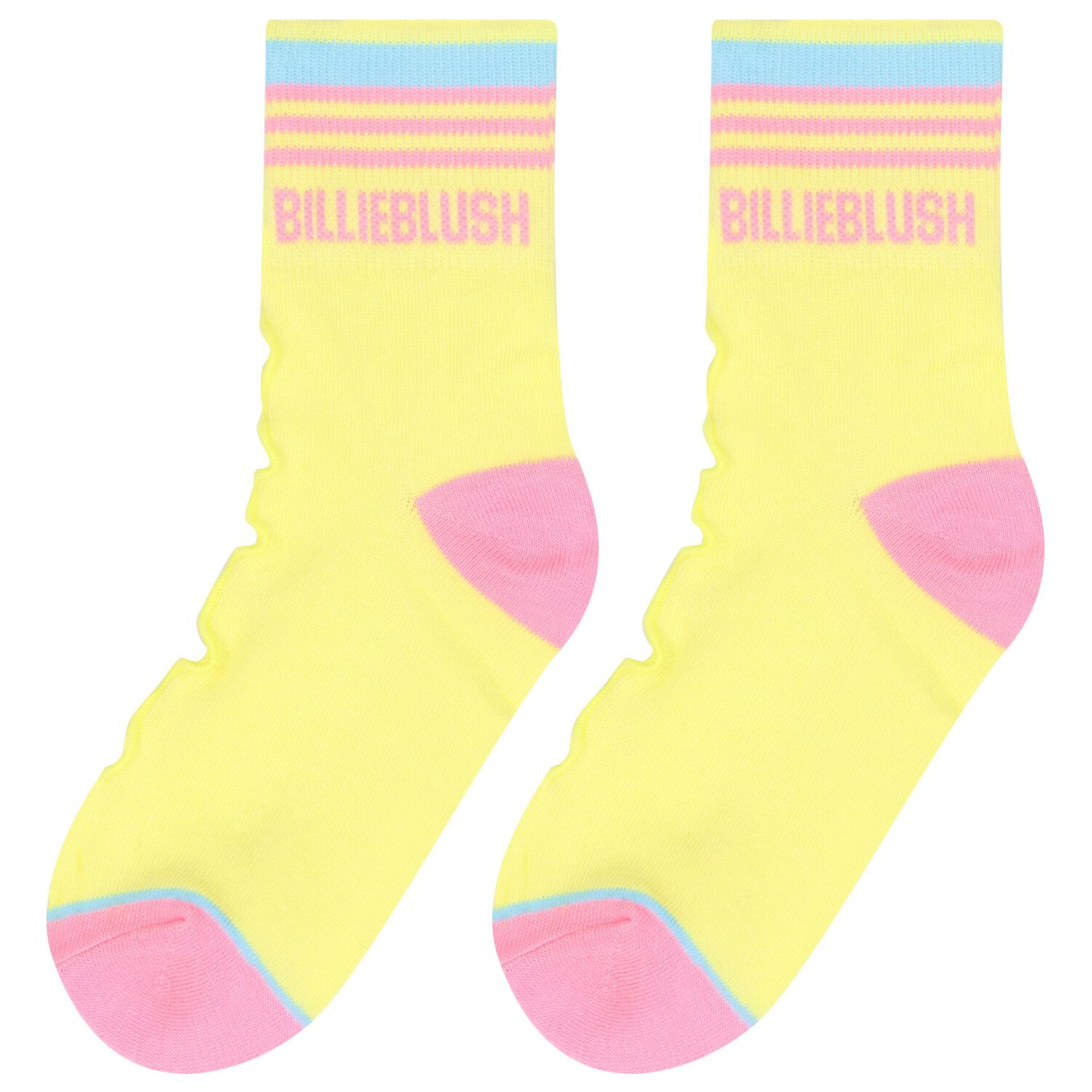 Girls White & Yellow Logo Socks ( 2-Pack ), 1, hi-res image number null