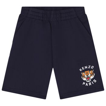 Boys Navy Blue Tiger Logo Shorts